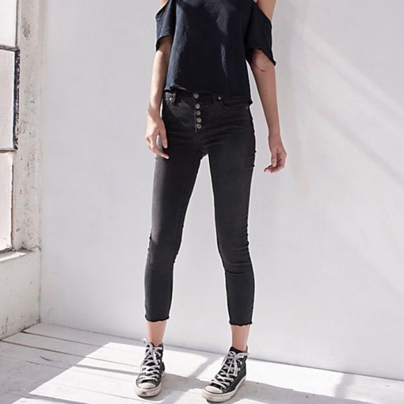 Free People Denim - *free people* reagan button front jeans black NWT